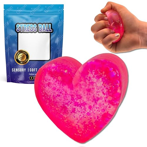 Gifton - Heart Stress Relief Ball for Anxiety Nice Sensory Hand Finger Grips Physio Therapy - Gift for Adults Men Women Teens Birthday Present for Girl Boy Christmas Stocking Filler
