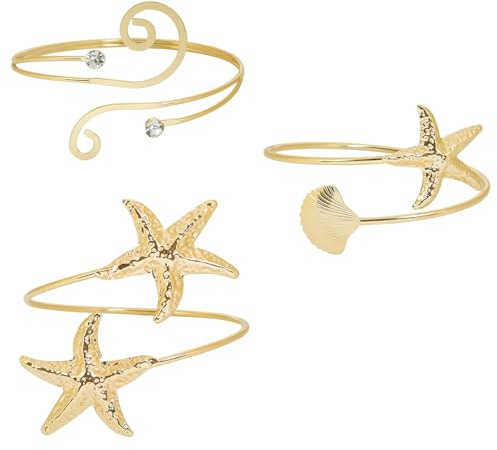 AIBFRID 3 Pcs Arm Cuff Jewelry for Women Adjustable Starfish Arm Cuffs Bangle Band Armlet Upper Arm Cuff Bracelet