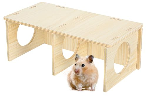 DOPENSPI Cachette polyvalente pour hamster et tunnel d'exploration, maison de hamster avec échelle d'escalade en bois, cachette décorative pour hamster, gerbille, hamster, petits animaux de compagnie