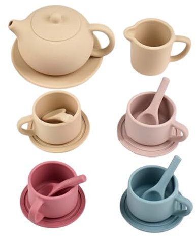 Kids Tea Party Set - Toy Kitchen Utensils | Silicone Tea Cup Set - for Boys Preschoolers Playdates Birthday Holiday Family Night Playroom Kindergarten Daycare Centers Home