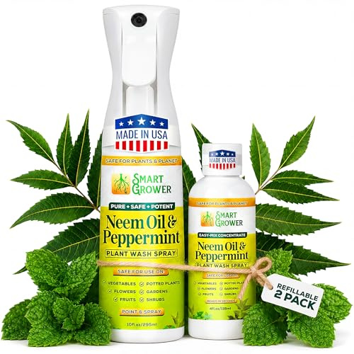 Neem Oil Spray for Plants with Peppermint Oil, 10 oz + 4 oz Concentrate