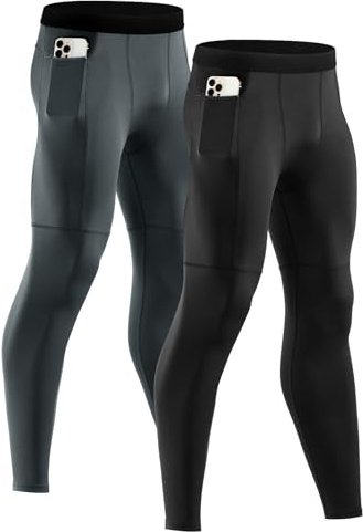 Niksa 2 stycken sportleggings för män, löparbyxor, fitness, kompressionsbyxor