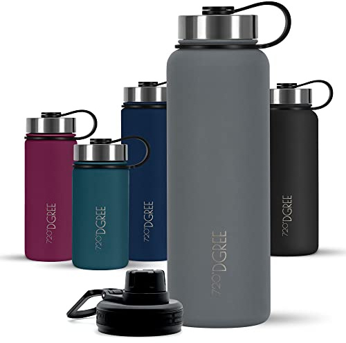 720°DGREE Edelstahl Trinkflasche 950ml “noLimit” - Auslaufsicher, Kohlensäure geeignet, BPA-Frei - Thermosflasche, Isolierflasche mit Schraubverschluss für Sport, Fitness, Outdoor +Gratis Sportdeckel