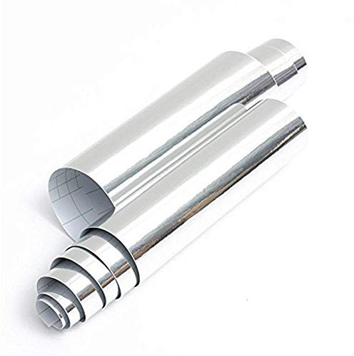 Film autocollant en vinyle argenté avec effet miroir chromé - 38 x 152 cm - sans bulles d'air