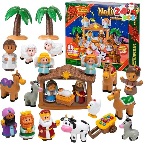 JOYIN 24 pezzi Natale 2025 Calendario dell'Avvento Giocattoli in miniatura Set di figurine per presepe, set da gioco per presepe, regalo di festa per la festa di Natale