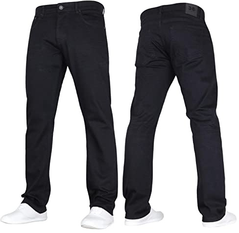 Crosshatch Mens Stretch Straight Leg Classic Regular Fit Basic Denim Jeans, 5 Pocket, Zipper, Solid, 30, 32 or 34 inches