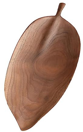 BESTonZON Bandeja De Té De Madera Plato Tallado Mano De Nogal Para Comida Plato De Madera Para Fruta De Postre
