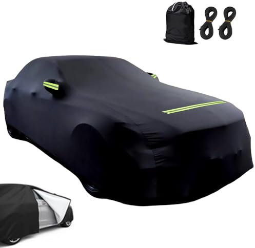 Autoabdeckung 190T/210D Sedan Autohülle Auto Autoplane Staubdicht Wasserdicht Autogarage Vollgarage Car Cover für 420-530 cm Limousine Schwarz (530×200×150cm)