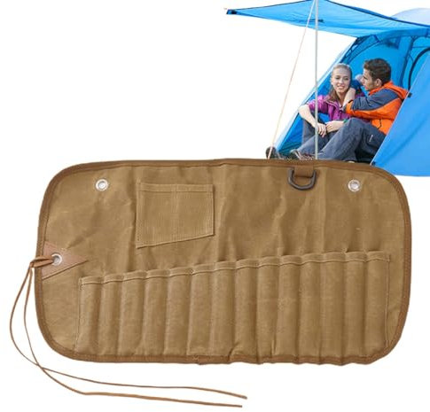 Portaposate, valigetta per utensili, portaposate da arrotolare, borsa per stoviglie da esterno con più scomparti, borsa in lino, organizer per posate, rullo per forchette, cucchiai,