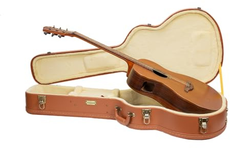 Étui en bois pour guitare OM / 000-14 Fret | Finition Red Wood sculptée, intérieur ivoire, serrure – Relief Series Premium