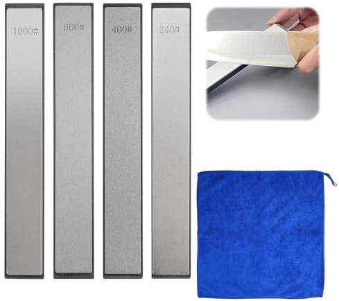 4 Pezzi Pietre Diamantate Per l'affilatura, Pietra Per Affilare Coltelli con Base, Pietre Affilatura Coltelli, Set Affilatura Coltelli, 240/400/600/1000 Grana Combinazione, per Cucina, All'aperto