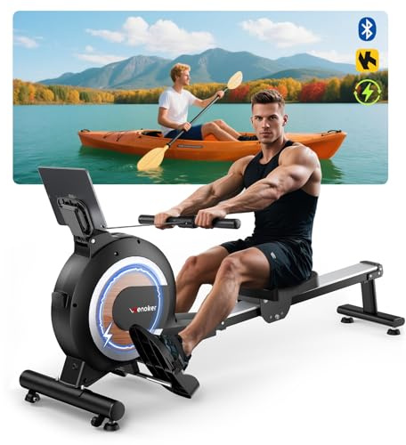 Wenoker Rudergerät für Zuhause, Magnetisches Rudergerät mit APP & LCD-Display, 32 Widerstandsstufen, Leises Heimrudergerät für Cardio-Training, 160 kg Belastbarkeit, Vertikal Verstaubar