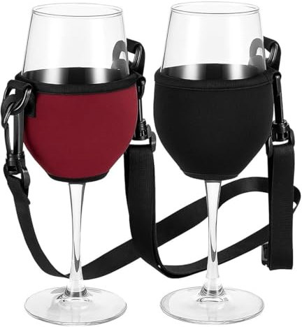 IKOPFLN 2 Pezzi Rosso scuro Porta calici, Porta bicchieri sospesi, Portabicchiere da Vino al Collo