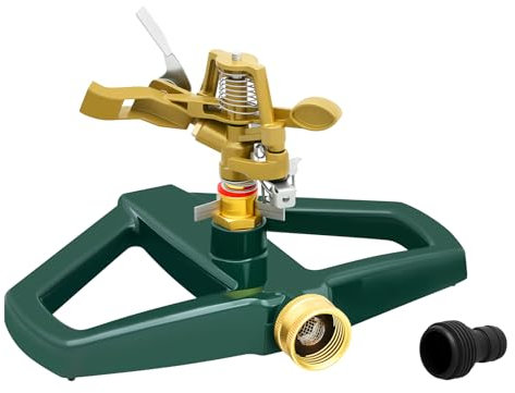 Arroseur à impulsion en métal - Rotation à 360 ° - Plage de pulvérisation de 10 à 15 m - Arrosage de jardin réglable - surface avec raccord rapide - Pour l'agriculture, la pelouse, le jardin