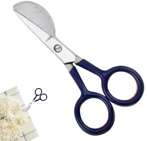 Opdestn Forbici per tagliare tappeti, Forbici per applique a becco d'da 4,72 pollici con lama in acciaio inossidabile, Cesoie per tappeti trapuntati con manico curvo piegato Utensili a mano per