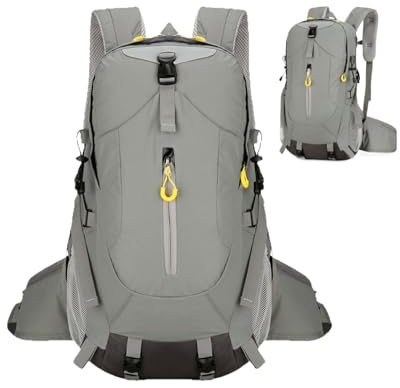 Vandringsryggsäck för män, förvaring med flera fack, dag vandringsryggsäck vattentät väska, för bärbar dator vattenflaska män kvinnor camping utomhus fiske jakt cykling promenader, Grått, Refer