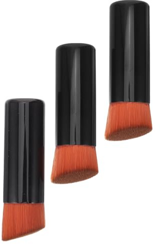 SHERCHPRY Brocha para Base de Maquillaje Negra 3 Piezas, Pincel Corrector Cerdas Flexibles, Aplicador Compacto y Portátil para Polvos y Rubor, Adecuado para Uso Profesional y Viajes