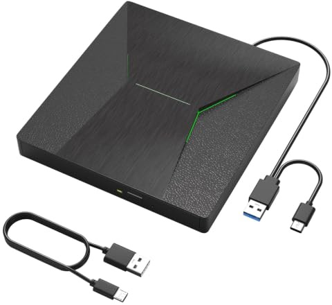 wintale External Blueray/DVD Drive for PC, Plug & Play Blu Ray Burner | Dual Interface Blu Ray Player for PC Support Disc Read/Write, External Blu-ray Drive for Windows7/8/10/11 Linux MacOS