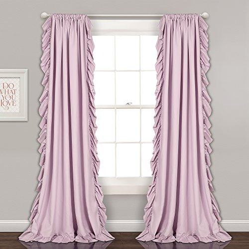 Lush Decor Reyna Ruffle Window Curtain Panel Set, Pair, 54 W x 84 L, Lilac - Flowy Curtain Set - Romantic Ruffle Curtains for Bedroom, Living room, or Dining Room - Farmhouse & Cottage Home Decor