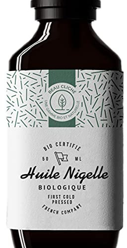Huile de Nigelle BIO Pressée à froid, Pure, Cumin noir - 100% Naturelle, cultivée en Égypte et embouteillée en France - Qualité alimentaire - 50ml
