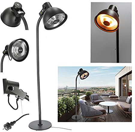 Stufa elettrica per terrazze, diametro 50 cm, 3 livelli di riscaldamento, 2000 W, per terrazze, a fungo termico