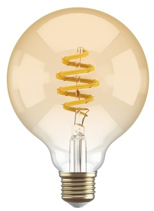 Hombli Smarte Glühbirne G95 E27 LED WLAN, dimmbar, vintage, warmweißes Licht 1800-2700K CCT, 800 Lumen, kompatibel mit Google, Alexa - bernsteinfarben