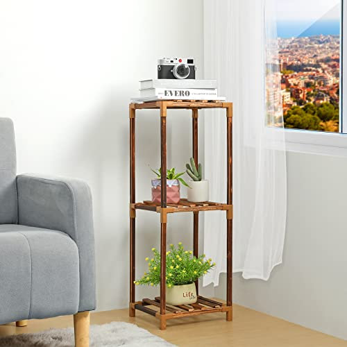 VIEWALL Pflanzenständer, 3 Ebenen Blumenständer Holz für den Innen Draussen, Multifunktionales Pflanzenregal für Balkon, Ecke, Wohnzimmer, Büro, Garten
