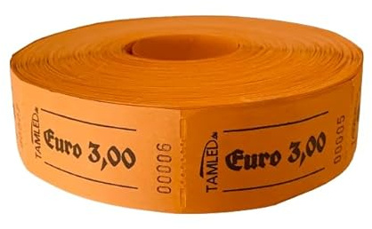 TAMLED Rollo de bono 3,00 € 1000 demoliciones perforadas numeradas consecutivamente
