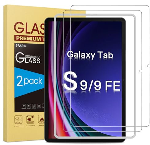 SPARIN Panzer Schutz Glas für Samsung Galaxy Tab S10 Lite/ S10 FE 2025/ S9 FE/Tab S9, Schutzfolie mit Rahmen-Installationshilfe, HD Klar, 2 Stück