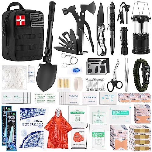 Abpir318 PCS Kit de survie d'urgence, équipement de survie et kit de premiers soins Med Supplies for Vehicles Voyage Voiture Camping Hiking Disaster Preparedness, Cadeaux pour Noël Anniversaire Lui