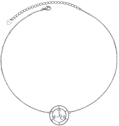 DAOCHONG Sigil of Lilith Halsreif S925 Sterling Silber Sigill of Lilith Halsreif Halskette Geschenke für Frauen Rolo-Kette 33+7,6 cm