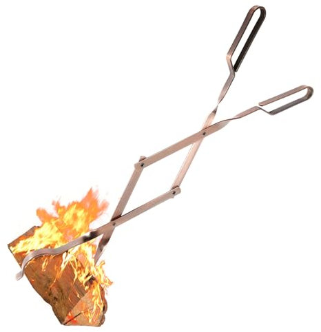 Uten Pinze per Caminetti, Lunghe 64cm/25.2in Pinze per Legna da Ardere, Log Tongs Pinze per Camino per Outdoor Falò Camino, Pinze per Carbone Pinza da Barbecue per Bruciatori a Legna Falò e Campeggio