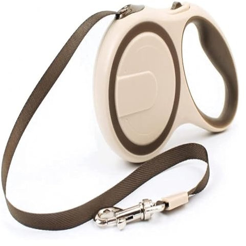 Rollleine, Hundeleine, Ausziehbare Leine for Hunde, EIN-Knopf-Break & Lock for Sicherheitsgurt Bis 3/5 Meter, for Hunde Bis 10–30 Kg (Color : Beige, Size : 5m)