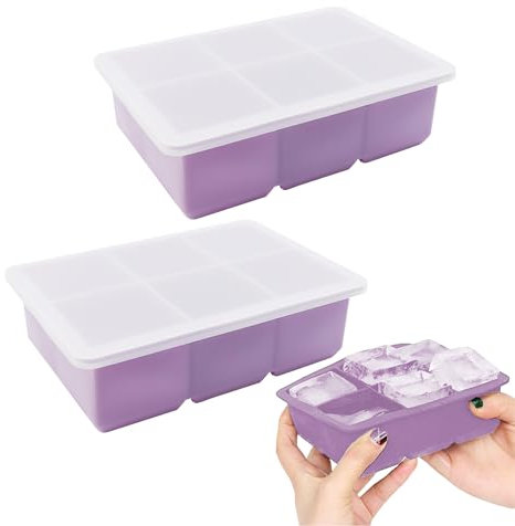 2 moldes para cubitos de hielo de 6 agujeros, moldes para el hogar, moldes para cubitos de hielo con tapa, moldes para hacer hielo, moldes de silicona aptos para alimentos, moldes de cubitos de hielo