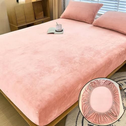 Weiches, warmes Plüsch-Spannbetttuch, Bettwäsche, elastischer Matratzenbezug, Flauschige Korallen-Fleece-Bettwäsche, Winter-Paar, weiches Zuhause, Bettlaken