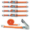 4er Set Spanngurt mit Stabiler Ratsche und Profilhaken, DoZurr 5000, belastbar bis 2500 kg, 50 mm breit x 6 m lang, orange, für LKW und große Anhänger