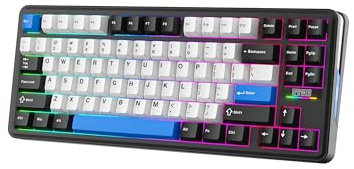 EPOMAKER TH85 QMK/VIA Mechanical Gaming Keyboard, BT/2.4Ghz Wireless, RGB, Hot-Swappable & Programmable Keys in US 75% Layout (Black&Blue, Creamy Jade Switch)