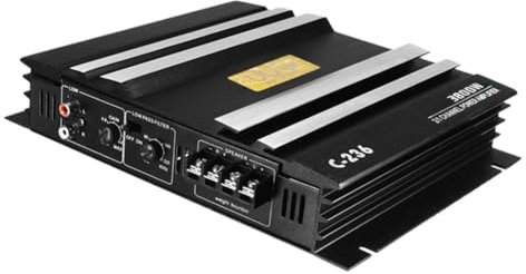 Huudngeje Amplificatore per Auto Amplificatore Audio Ad Alta Potenza in Lega di Alluminio Nero C-236 3800 W 2 Canali per Subwoofer per Auto