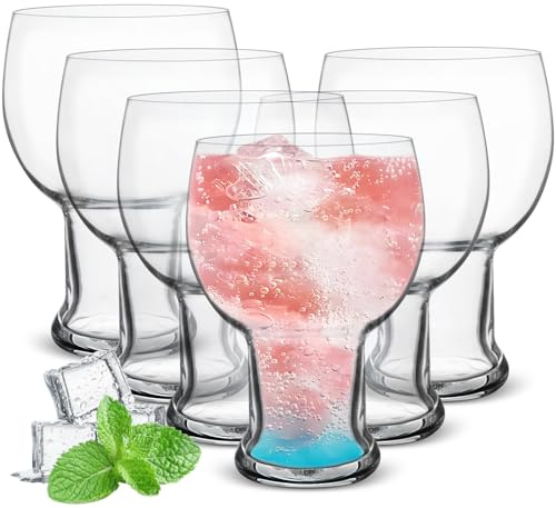 Yeelua Gin Glasses Set of 6, 540ml Gin Glasses, Clear Gin Glass Gifts for Women Men, Balloon Glass, Cocktail Glasses