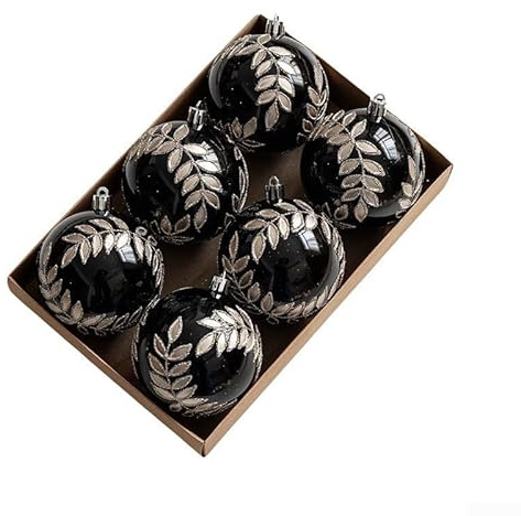 Hasaller Weihnachtskugeln, 8 cm, Kunststoff, bruchsicher, Weihnachtsbaumkugel-Ornament, Weihnachtsbaum-Anhänger für Party, Geburtstag, Weihnachten, Themen-Dekoration (schwarz)