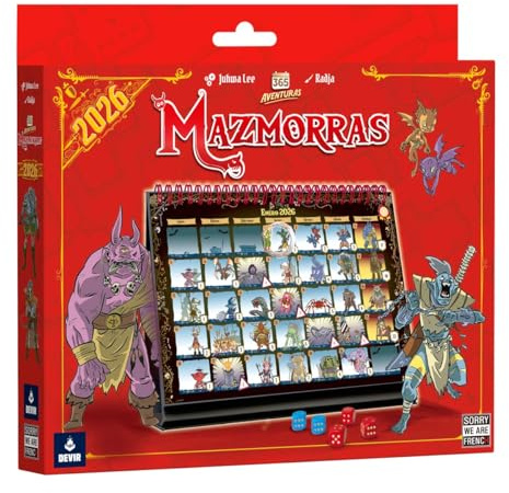 Devir - Calendario 365 Aventuras Mazmorras 2026 - Versión Española – Juego Interactivo Diario, Dados y Retos, Aventura Épica para Jóvenes y Adultos, Explora Mazmorras y Monstruos (MKTCALENDUNG)