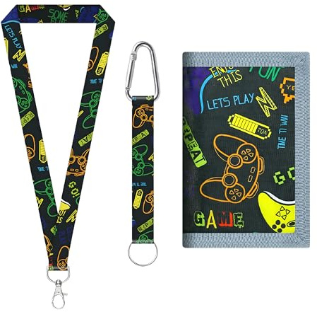 TASSFROO 3 Portefeuille Lanière Porte-clés Cartoon Trois Volets Cadeau | Petit format, monnaie compartiments, polyester practical, garçon fille, cartable, pratique joli, mignon, fin, solide