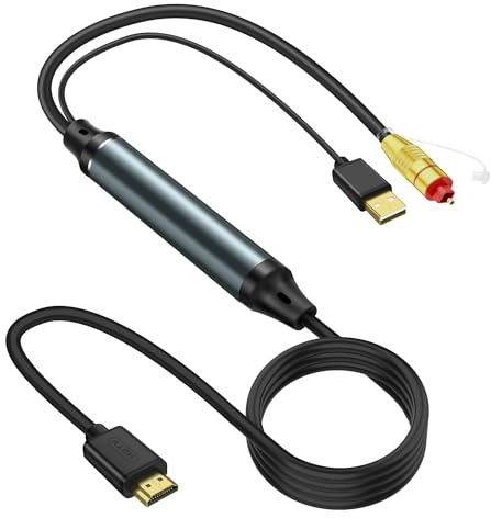 XMSJSIY HDMI ARC zu optisches Audio Adapter Konverter Extraktor HDTV ARC zu SPDIF Glasfaserkabel mit USB Stromversorgungskabel für Soundsystem Lautsprecher Heimkino
