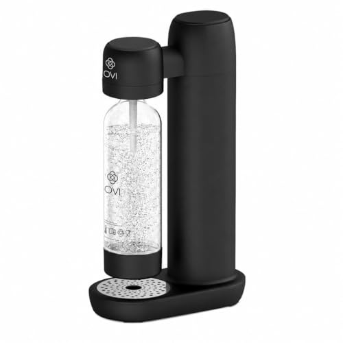 OVIBUL Machine à Eau Gazeuse – Machine à Soda pour Eau Pétillante – Compatible Cartouches CO₂ Standard – Machine de Carbonatation Compacte pour Cuisine, Bureau et Maison | Noir