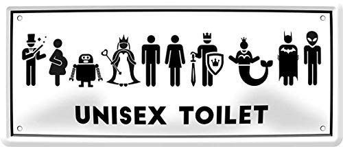 WOGEKA ART Targa in metallo retro - Unisex Toilet WC Klo Toilette - Scritta divertente come idea regalo Natale, compleanno, decorazione 28x12 cm, design vintage