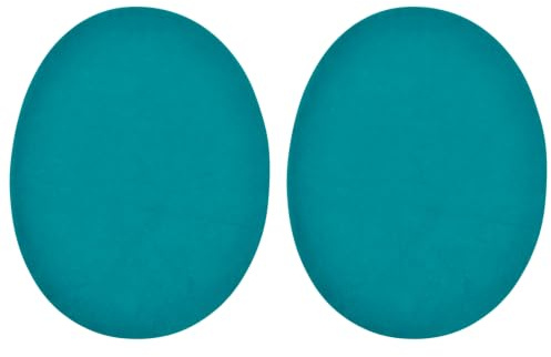celloexpress Teal Faux Suede Elbow Patches Iron-On (1 Pair) | 140mm x 110mm Oval Patch for Knees Repair Jacket Jumper DIY Clothing