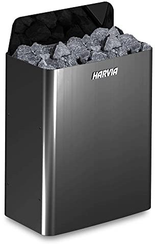 HOLL'S - Harvia Black Steel 6 KW - Poêle Électrique pour Sauna Traditionnel en Bois - Acier Inoxydable avec Unité de Commande Séparée - Utilisation avec Pierres - Positionnement Mural - Noir
