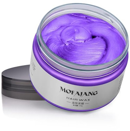 Temporäre Haarfarbe Wachs Natürliche Pomade, Waschbares Pflanzenformel Haartone für Männer Frauen, Nicht-Fettend Matte Frisur Haarfärbemittel Wachs für Party, Cosplay & Halloween, 120g(Violett)