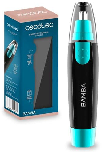 Cecotec Tondeuse à Cheveux de Nez et d'Oreilles sans Fil Bamba PrecisionCare NoseTrim. Tondeuse avec Lame Acier Inox, Design Ergonomique, Capuchon de Protection pour la Lame, Fonctionne avec des Piles