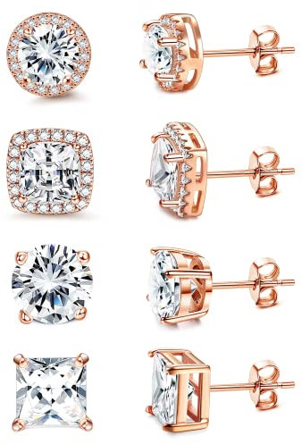 KRFY Ohrstecker Silber für Damen Männer 18 K Weißgold Hypoallergene Sterling Silber Post Ohrringe Cubic Zirkonia Brilliant Große Simulierte Diamant Halo Ohrstecker